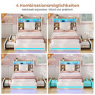 AOGLLATI Polsterbett 90x200 cm mit 2 Schubladen Jugendbett Beige Leinen Bett mit Stauraum und Gepolstertes Kopfteil Kinderbett  mit LED-Beleuchtung