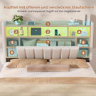 AOGLLATI Polsterbett 140x190 cm mit 4 Schubladen Doppelbett Beige Leinen Bett 140×190 mit Stauraum und Gepolstertes Kopfteil
