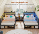 AOGLLATI Polsterbett Schlafsofa 90x190 mit USB-Steckdosen und LED-Beleuchtung Jugendbett mit 2 Schubladen Tagesbett mit Lattenrost