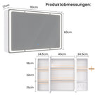 AOGLLATI Spiegelschrank Bad 90 x 60 x 16 mit LED-Beleuchtung Steckdose & 9 Fächer 5 verstellbare Ablagen Badezimmerschrank mit HD Spiegel