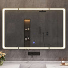 AOGLLATI Spiegelschrank Bad 90 x 60 x 16 mit LED-Beleuchtung Steckdose & 9 Fächer 5 verstellbare Ablagen Badezimmerschrank mit HD Spiegel