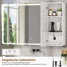 AOGLLATI Spiegelschrank Bad 90 x 60 x 16 mit LED-Beleuchtung Steckdose & 9 Fächer 5 verstellbare Ablagen Badezimmerschrank mit HD Spiegel