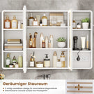 AOGLLATI Spiegelschrank Bad 90 x 60 x 16 mit LED-Beleuchtung Steckdose & 9 Fächer 5 verstellbare Ablagen Badezimmerschrank mit HD Spiegel