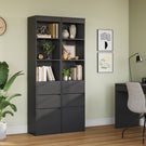 AOGLLATI Bücherregal Bücherschrank mit 3 Schubladen und 3 Fächern Büroregal mit verstellbaren Ablagen 180 cm Hochschrank