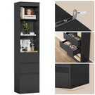 AOGLLATI Bücherregal Bücherschrank mit 3 Schubladen und 3 Fächern Büroregal mit verstellbaren Ablagen 180 cm Hochschrank