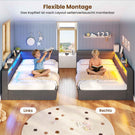 AOGLLATI Polsterbett Schlafsofa 140x200 Doppelbett mit LED-Beleuchtung & Ladestation Betten 140x200 mit 4 Schubladen und Lattenrost aus Metall