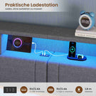 AOGLLATI Polsterbett Schlafsofa 140x200 Doppelbett mit LED-Beleuchtung & Ladestation Betten 140x200 mit 4 Schubladen und Lattenrost aus Metall