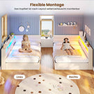 AOGLLATI Polsterbett Schlafsofa 140x200 Doppelbett mit LED-Beleuchtung & Ladestation Betten 140x200 mit 4 Schubladen und Lattenrost aus Metall