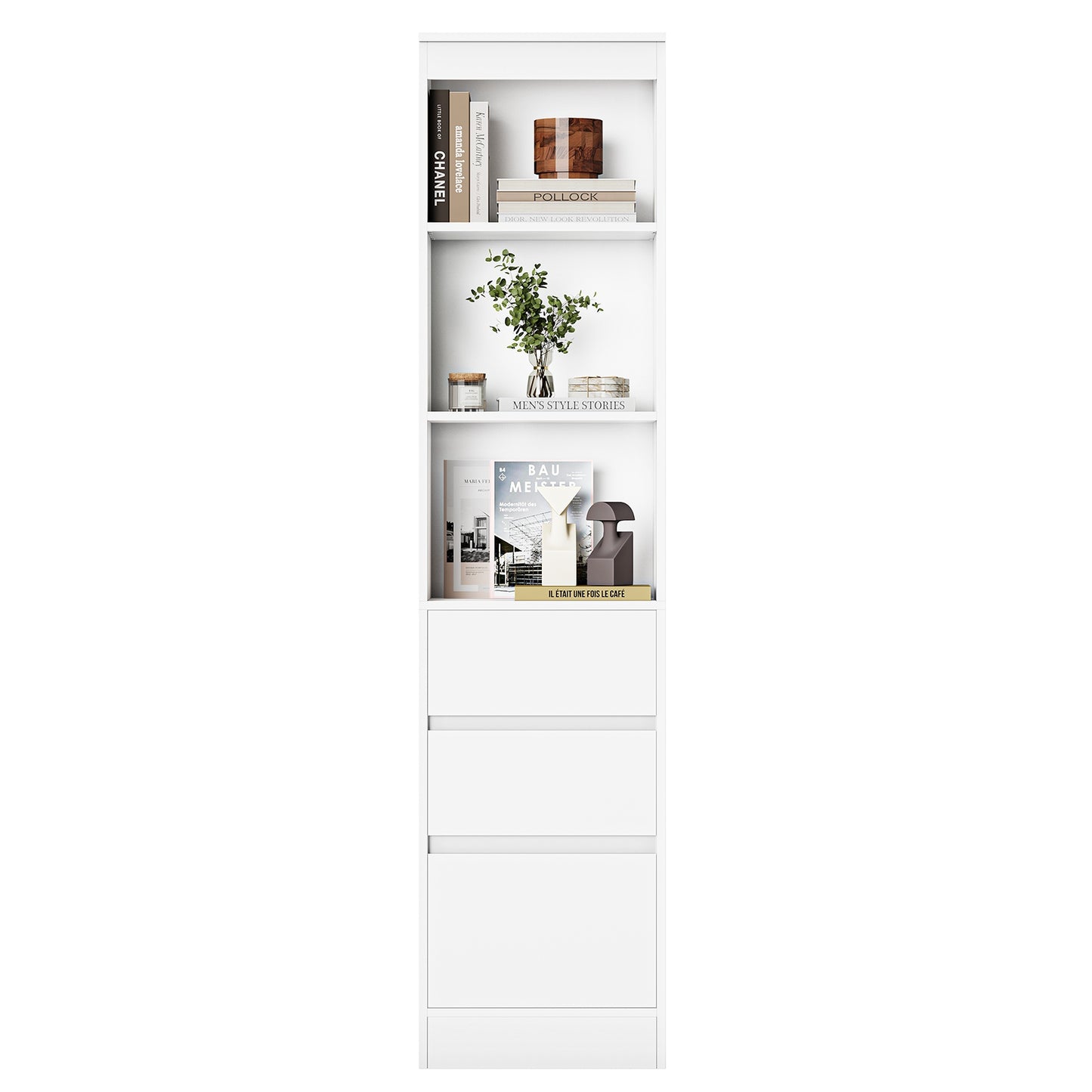 AOGLLATI Bücherregal Bücherschrank mit 3 Schubladen und 3 Fächern Büroregal mit verstellbaren Ablagen 180 cm Hochschrank