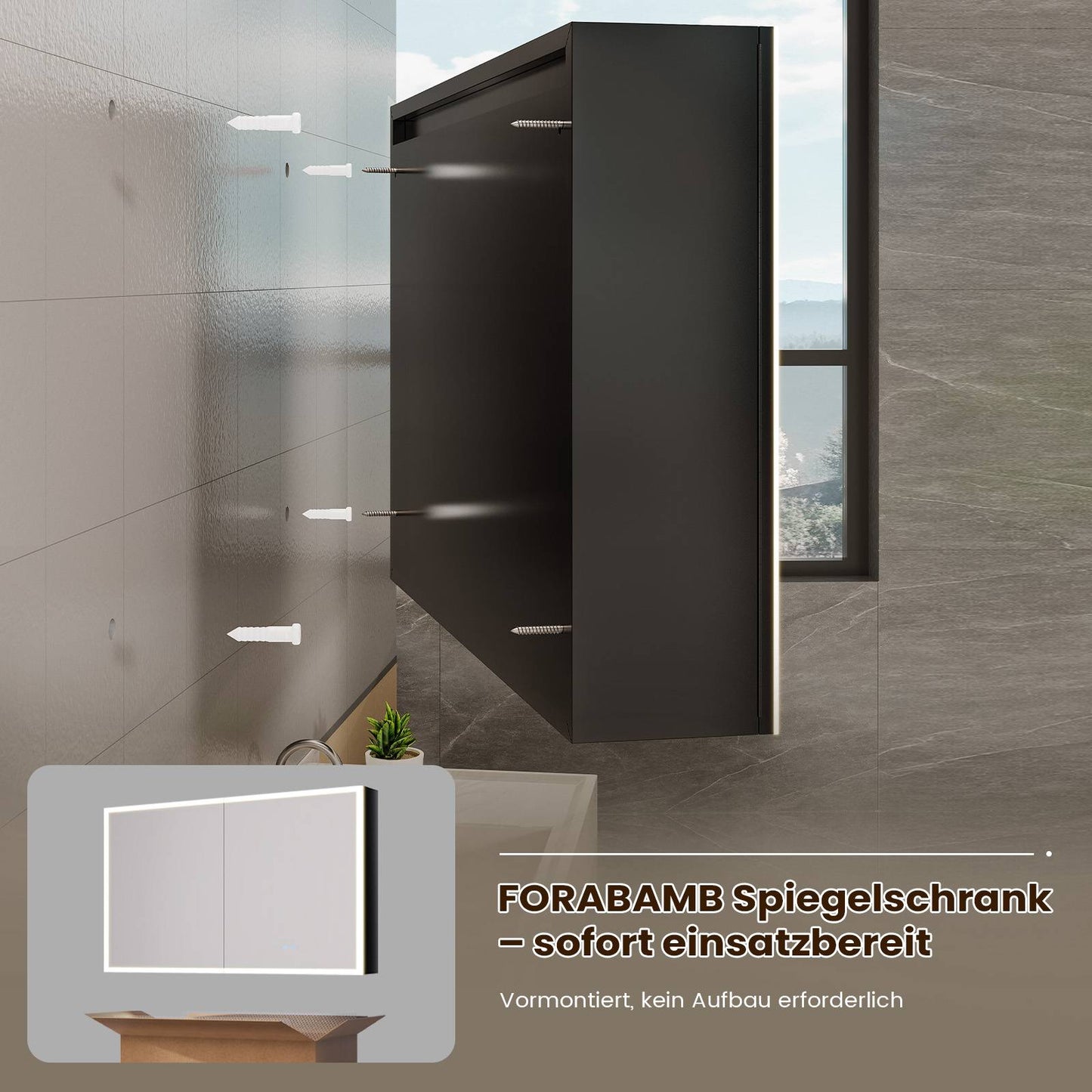 AOGLLATI Spiegelschrank Bad aus Metall mit Beleuchtung Kein Aufbau Nötig Badezimmerschrank mit USB Anti-Fog 3 Farbtemperatur Dimmbare