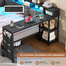 AOGLLATI Polsterbett 140x200 mit LED-Beleuchtung Ladestation Jugendbett mit Gepolstertem Kopfteil 2 Schubladen & 6 Staufächern