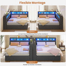 AOGLLATI Polsterbett Schlafsofa 140x200 mit Hydraulis LED-Beleuchtung & USB Doppelbett mit 6 Staufächern & Gepolstertem LED-Kopfteil