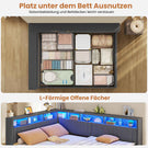 AOGLLATI Polsterbett Schlafsofa 90x200 mit Hydraulis LED-Beleuchtung & USB Kinderbett mit 5 Staufächern & Gepolstertem LED-Kopfteil