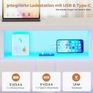 AOGLLATI Polsterbett Schlafsofa 140x200 mit Hydraulis LED-Beleuchtung & USB Doppelbett mit 6 Staufächern & Gepolstertem LED-Kopfteil