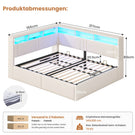 AOGLLATI Polsterbett Schlafsofa 140x200 mit Hydraulis LED-Beleuchtung & USB Doppelbett mit 6 Staufächern & Gepolstertem LED-Kopfteil