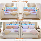 AOGLLATI Polsterbett Schlafsofa 140x200 mit Hydraulis LED-Beleuchtung & USB Doppelbett mit 6 Staufächern & Gepolstertem LED-Kopfteil