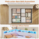 AOGLLATI Polsterbett Schlafsofa 90x200 mit Hydraulis LED-Beleuchtung & USB Kinderbett mit 5 Staufächern & Gepolstertem LED-Kopfteil