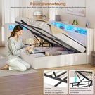 AOGLLATI Polsterbett Schlafsofa 140x200 mit Hydraulis LED-Beleuchtung & USB Doppelbett mit 6 Staufächern & Gepolstertem LED-Kopfteil