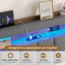 AOGLLATI Polsterbett 140x190 mit Stauraum Hydraulisches Bett mit LED-Bleuchtung und Ladestation Jugendbett Doppelbett Bettgestell mit Kopfteil aus Samt