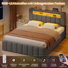 AOGLLATI Polsterbett 140x190 mit Stauraum Hydraulisches Bett mit LED-Bleuchtung und Ladestation Jugendbett Doppelbett Bettgestell mit Kopfteil aus Samt