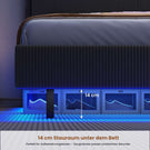 AOGLLATI Polsterbett 140x190 mit Stauraum Schwebebett mit 270°-LED-Beleuchtung Jugendbett mit Ladestation Doppelbett Bettgestell mit Stauraum Kopfteil