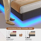 AOGLLATI Polsterbett 140x190 mit Stauraum Schwebebett mit 270°-LED-Beleuchtung Jugendbett mit Ladestation Doppelbett Bettgestell mit Stauraum Kopfteil