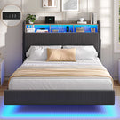 AOGLLATI Polsterbett 140x190 mit Stauraum Schwebebett mit 270°-LED-Beleuchtung Jugendbett mit Ladestation Doppelbett Bettgestell mit Stauraum Kopfteil