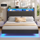 AOGLLATI Polsterbett 180x200 mit Stauraum Schwebebett mit 270°-LED-Beleuchtung Doppelbett mit Ladestation Bettgestell mit Stauraum Kopfteil