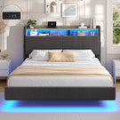 AOGLLATI Polsterbett 160x200 mit Stauraum Schwebebett mit 270°-LED-Beleuchtung Jugendbett mit Ladestation Doppelbett Bettgestell mit Stauraum Kopfteil