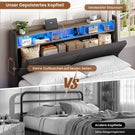 AOGLLATI Polsterbett 160x200 mit Stauraum Schwebebett mit 270°-LED-Beleuchtung Jugendbett mit Ladestation Doppelbett Bettgestell mit Stauraum Kopfteil
