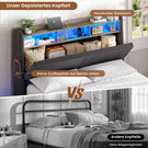 AOGLLATI Polsterbett 140x190 mit Stauraum Schwebebett mit 270°-LED-Beleuchtung Jugendbett mit Ladestation Doppelbett Bettgestell mit Stauraum Kopfteil