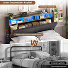 AOGLLATI Polsterbett 180x200 mit Stauraum Schwebebett mit 270°-LED-Beleuchtung Doppelbett mit Ladestation Bettgestell mit Stauraum Kopfteil