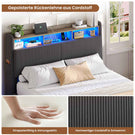 AOGLLATI Polsterbett 140x190 mit Stauraum Schwebebett mit 270°-LED-Beleuchtung Jugendbett mit Ladestation Doppelbett Bettgestell mit Stauraum Kopfteil