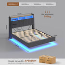 AOGLLATI Polsterbett 140x190 mit Stauraum Schwebebett mit 270°-LED-Beleuchtung Jugendbett mit Ladestation Doppelbett Bettgestell mit Stauraum Kopfteil