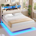 AOGLLATI Polsterbett 140x190 mit Stauraum Schwebebett mit 270°-LED-Beleuchtung Jugendbett mit Ladestation Doppelbett Bettgestell mit Stauraum Kopfteil