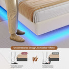 AOGLLATI Polsterbett 140x190 mit Stauraum Schwebebett mit 270°-LED-Beleuchtung Jugendbett mit Ladestation Doppelbett Bettgestell mit Stauraum Kopfteil