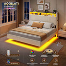 AOGLLATI Polsterbett 180x200 mit Stauraum Schwebebett mit 270°-LED-Beleuchtung Doppelbett mit Ladestation Bettgestell mit Stauraum Kopfteil