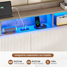 AOGLLATI Polsterbett 140x190 mit Stauraum Schwebebett mit 270°-LED-Beleuchtung Jugendbett mit Ladestation Doppelbett Bettgestell mit Stauraum Kopfteil
