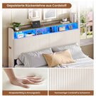 AOGLLATI Polsterbett 180x200 mit Stauraum Schwebebett mit 270°-LED-Beleuchtung Doppelbett mit Ladestation Bettgestell mit Stauraum Kopfteil