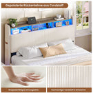 AOGLLATI Polsterbett 160x200 mit Stauraum Schwebebett mit 270°-LED-Beleuchtung Jugendbett mit Ladestation Doppelbett Bettgestell mit Stauraum Kopfteil