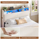 AOGLLATI Polsterbett 140x190 mit Stauraum Schwebebett mit 270°-LED-Beleuchtung Jugendbett mit Ladestation Doppelbett Bettgestell mit Stauraum Kopfteil