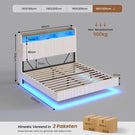 AOGLLATI Polsterbett 180x200 mit Stauraum Schwebebett mit 270°-LED-Beleuchtung Doppelbett mit Ladestation Bettgestell mit Stauraum Kopfteil
