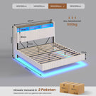AOGLLATI Polsterbett 160x200 mit Stauraum Schwebebett mit 270°-LED-Beleuchtung Jugendbett mit Ladestation Doppelbett Bettgestell mit Stauraum Kopfteil