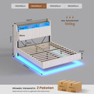 AOGLLATI Polsterbett 140x200 mit Stauraum Schwebebett mit 270°-LED-Beleuchtung Jugendbett mit Ladestation Doppelbett Bettgestell mit Stauraum Kopfteil