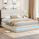 AOGLLATI Bett 140x190 mit Hydraulischem Stauraum Polsterbett Doppelbett mit LED-Kopfteil & Ladestation Jugendbett mit Lattenrost
