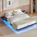 AOGLLATI Bettgestell 180x200 Bett 180x200 aus Metall mit LED Beleuchtung und Ladestation Schwebender Bettrahmen mit Aufbewahrungsregalen Metallbett