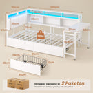 AOGLLATI Polsterbett Schlafsofa 90x200mit Tisch Schublade Bett mit Stauraum Jugendbett mit LED Tagesbett mit Gepolstertem Kopfteil