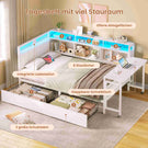 AOGLLATI Polsterbett Schlafsofa 90x190mit Tisch Schublade Bett mit Stauraum Jugendbett mit LED-Beleuchtung & Ladestation Tagesbett mit Gepolstertem Kopfteil