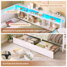 AOGLLATI Polsterbett Schlafsofa 90x200mit Tisch Schublade Bett mit Stauraum Jugendbett mit LED Tagesbett mit Gepolstertem Kopfteil