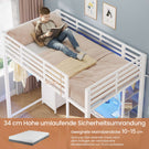 AOGLLATI Hochbett 90x200 cm mit Integriertem Schreibtisch Jugendbett Etagenbett mit Schreibtisch Loftbett 90x200 mit Stauraum